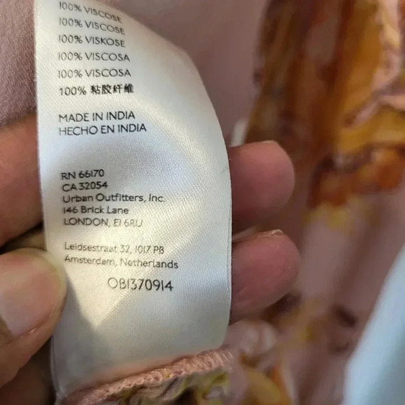 Anthropologie Sheer Ruffled Pink Combo Henley Style Button Front Tunic Top(S) - Picture 10 of 11